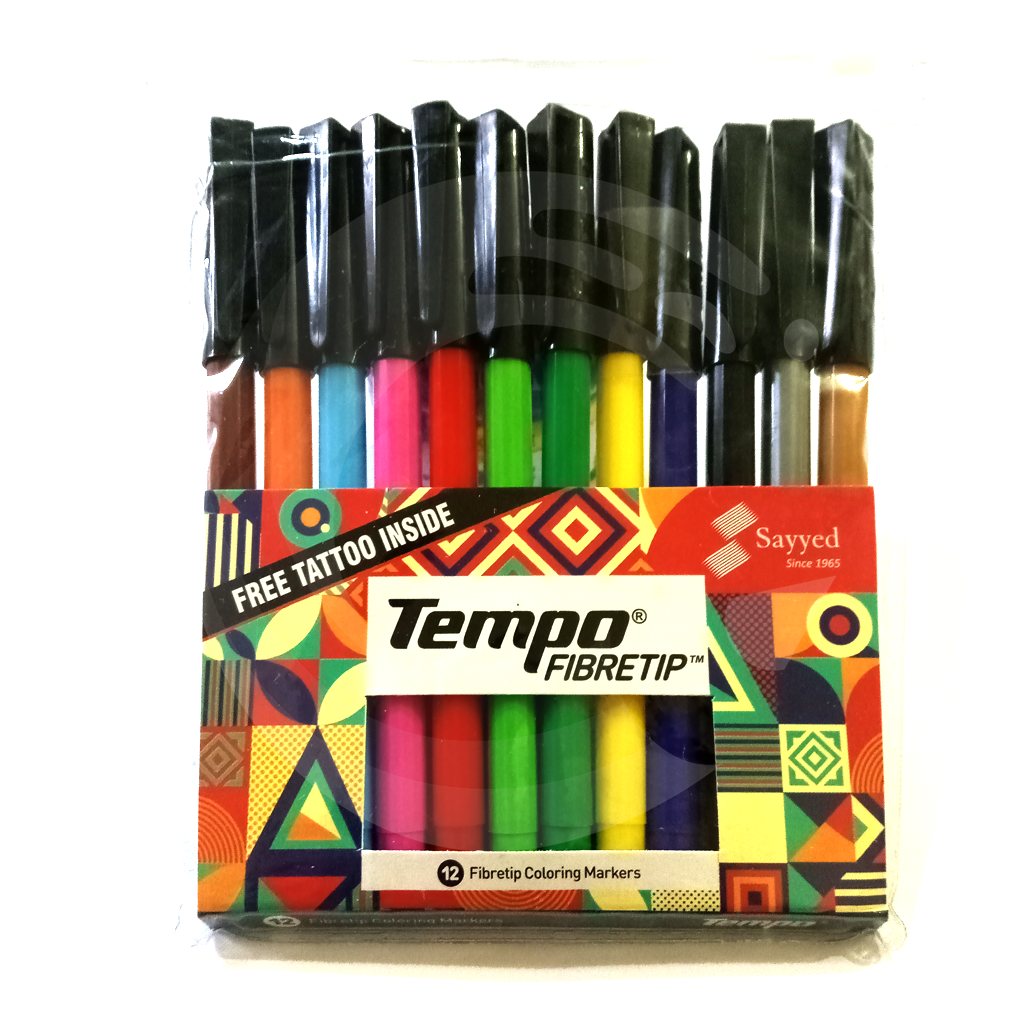Tempo Fiber Tip 10 and 12 Colors Marker Set