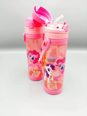 Little Pony BPA Free Plastic Water Bottle Sipper With Straw Push lock System For Girls