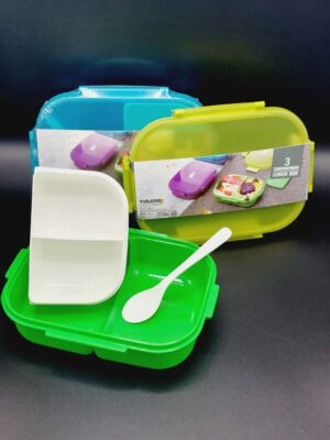 3 Compartment Lunch Box with Spoon, High Quality BPA free Food Container, suitable for school kids, office employees and travel