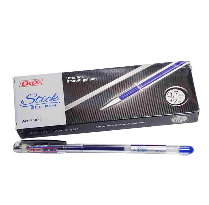 Dux Stick Gel Ball Pen Black Blue Color 0.7mm Ultra Fine Smooth Gel Pen