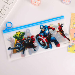 Cool Cartoon Print Transparent Pen Pencil Pouch For Boy And Girls, Clear Stationery Storage Zipper Bags For School & College