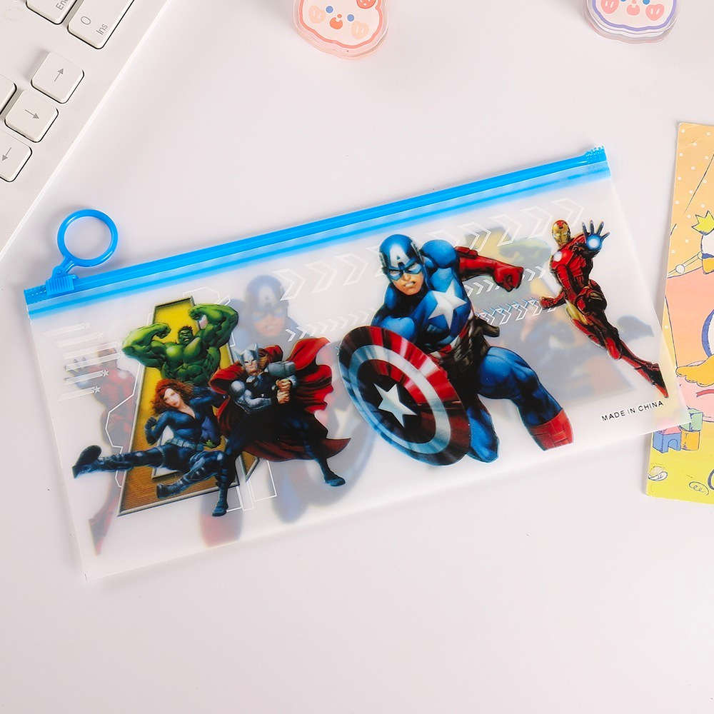 Cool Cartoon Print Transparent Pen Pencil Pouch For Boy And Girls, Clear Stationery Storage Zipper Bags For School & College