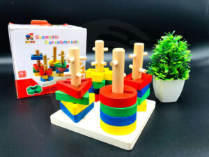 Geometric Shape Sorter Toys Set of 4 Columns Wooden | Early Educational Toys for Toddlers Kids 3 + Years (Multicolor)