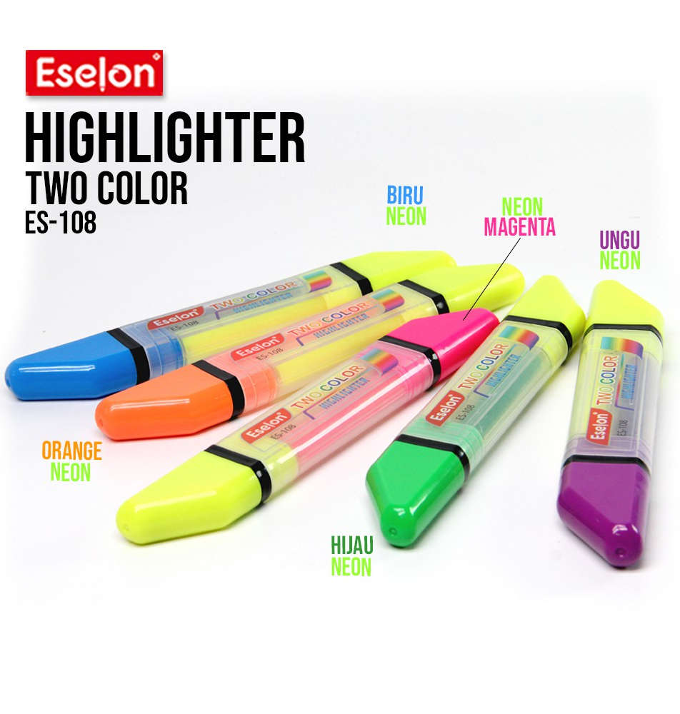 Eselon Dual Side Highlighter Marker In 2 Different Colors Fluorescent Highlighters