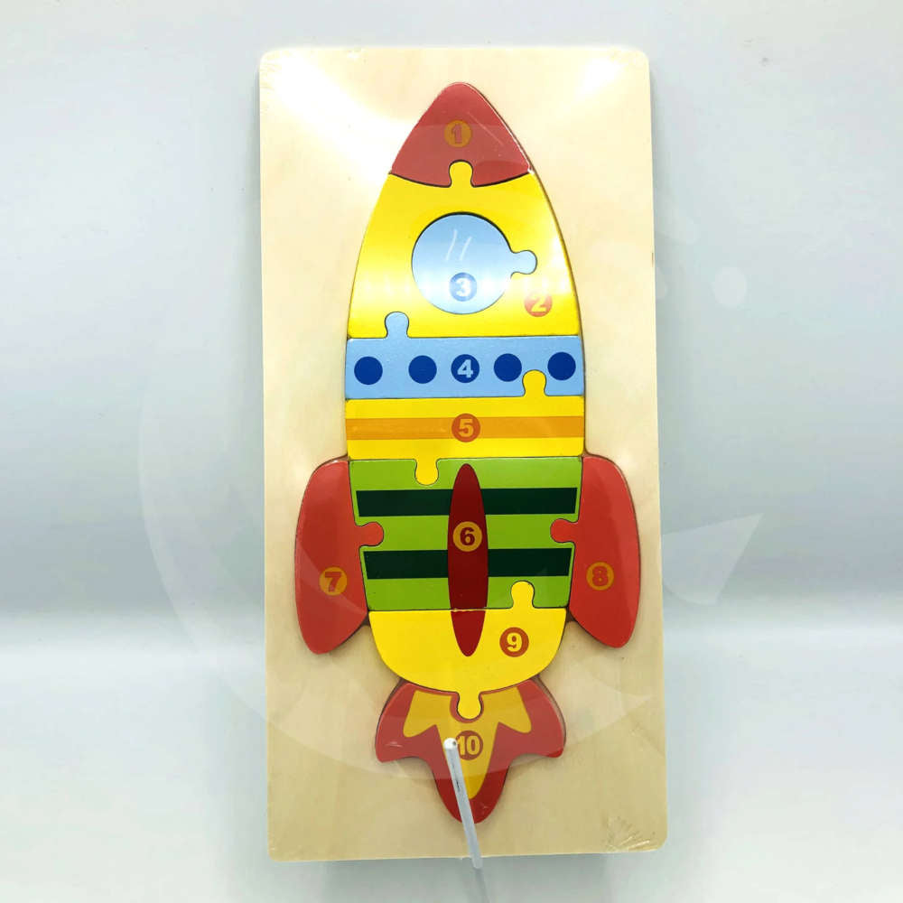 Kids Wooden Puzzle Rocket Shape for Toddlers Preschool Educational Toys