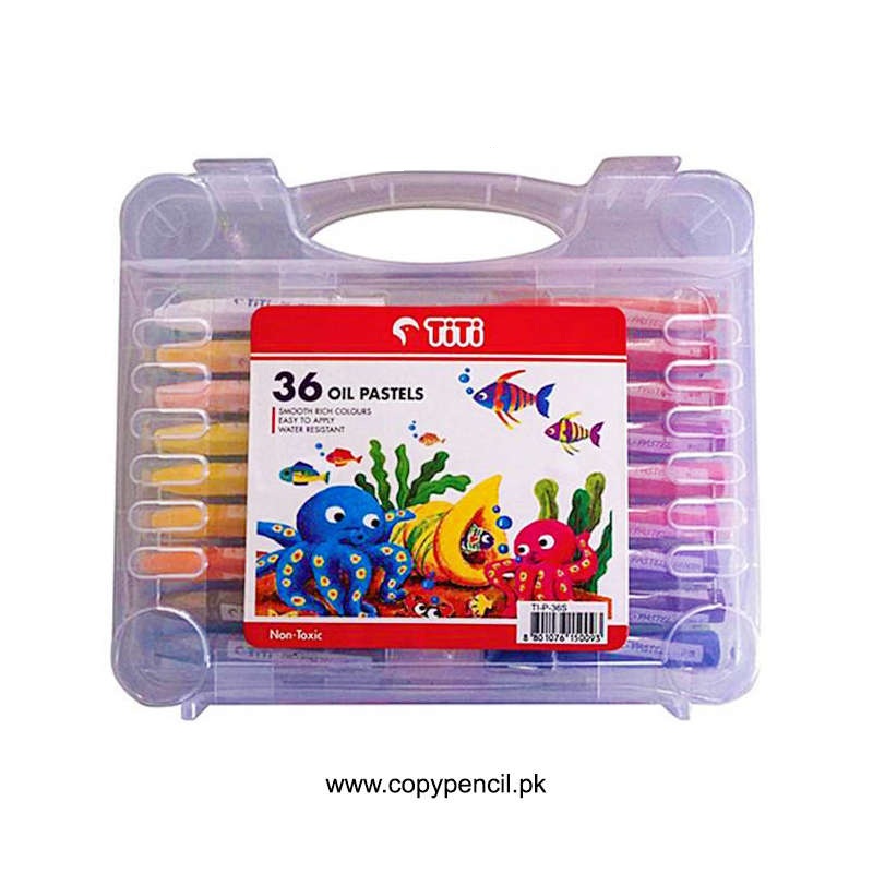 Titi Crayon Color 36 Pcs Pack, Non-Toxic Oil Pastel Crayon Sticks with Plastic Carry Case