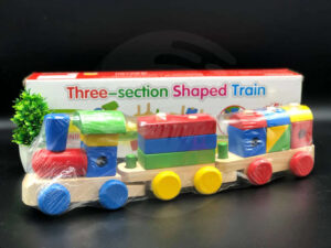 Three Section Big Size Building Block Train | Wooden Hauling Towering Train | Educational Toys for Kids
