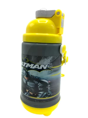 Trendy Yellow Batman Patterned Water Bottle | Kids Stylish Vacuum Cup