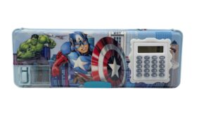 Blue Captain America Magnetic Calculator Geometry Box For Boys