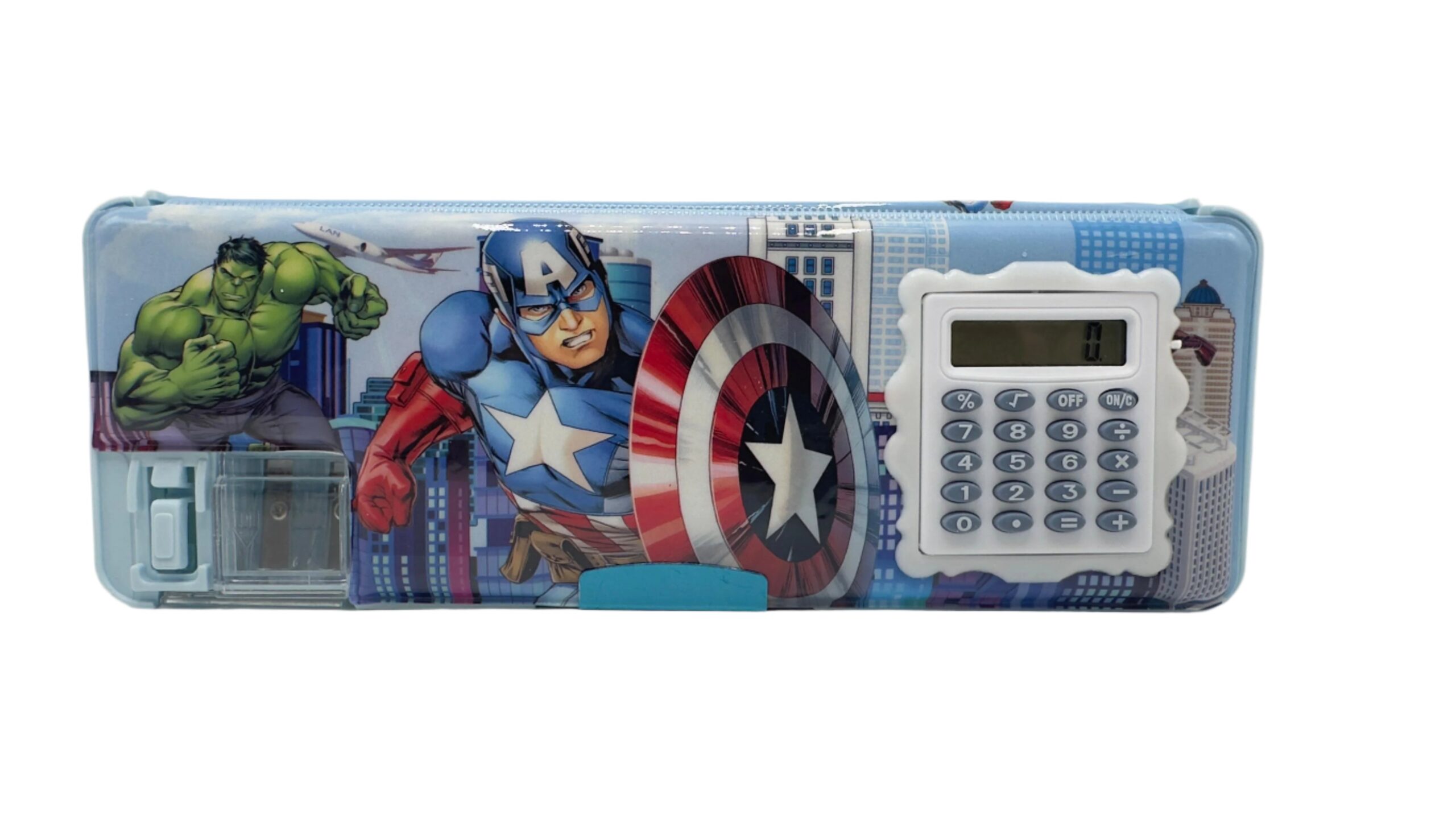 Blue Captain America Magnetic Calculator Geometry Box For Boys
