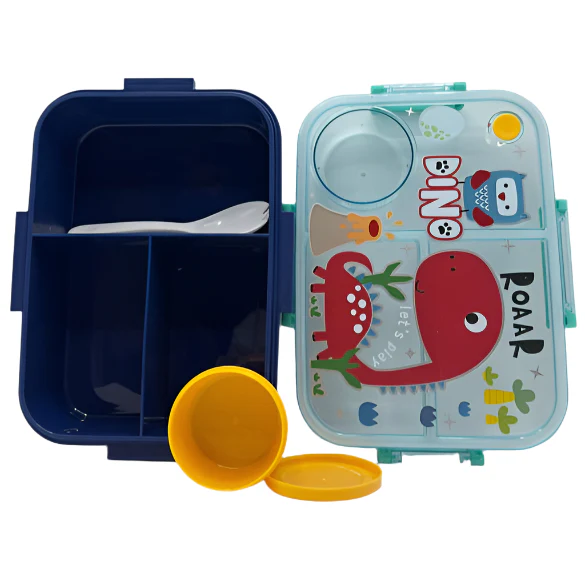 Kids Dinosaur Lunch Box with Compartments and Spoon - Image 2