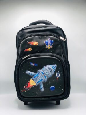 Space Trolley School Bag, Rolling Backpack With Wheels & Adjustable Handle