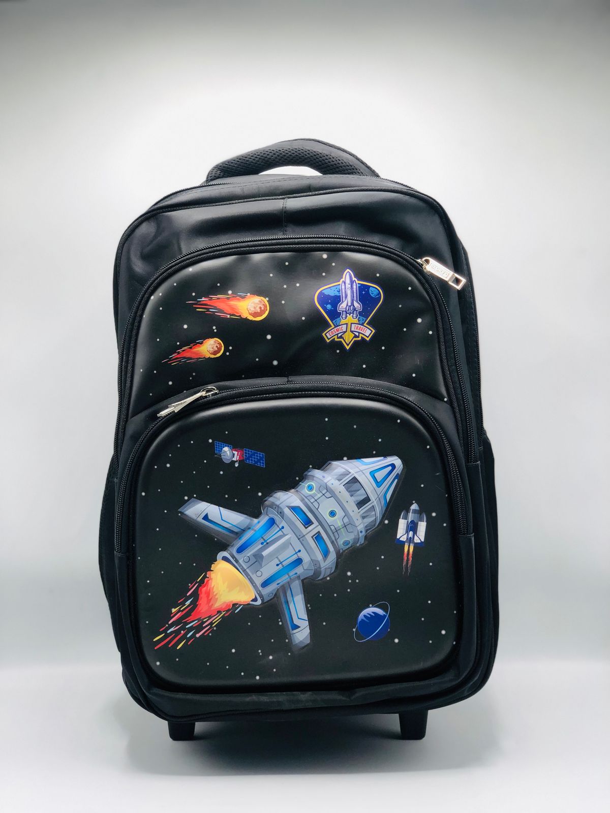 Space Trolley School Bag, Rolling Backpack With Wheels & Adjustable Handle