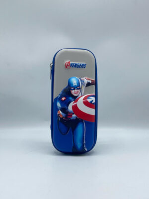 3D Captain America Blue Pencil Case For Boys