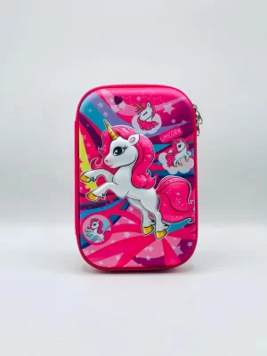 Unicorn 3D Hard Shell Pencil Case – Spacious Fiber Pouch for Girls