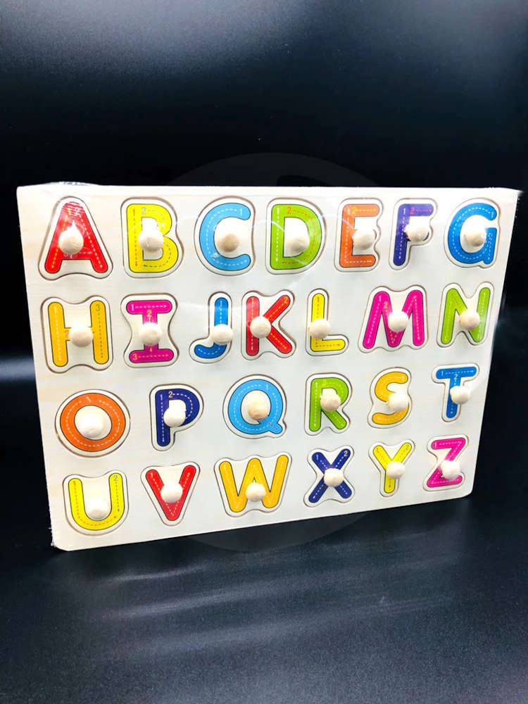 Wooden Colorful Large Alphabets Clip Support Board | Alphabetic illustration | Educational Toys for Montessori Kids