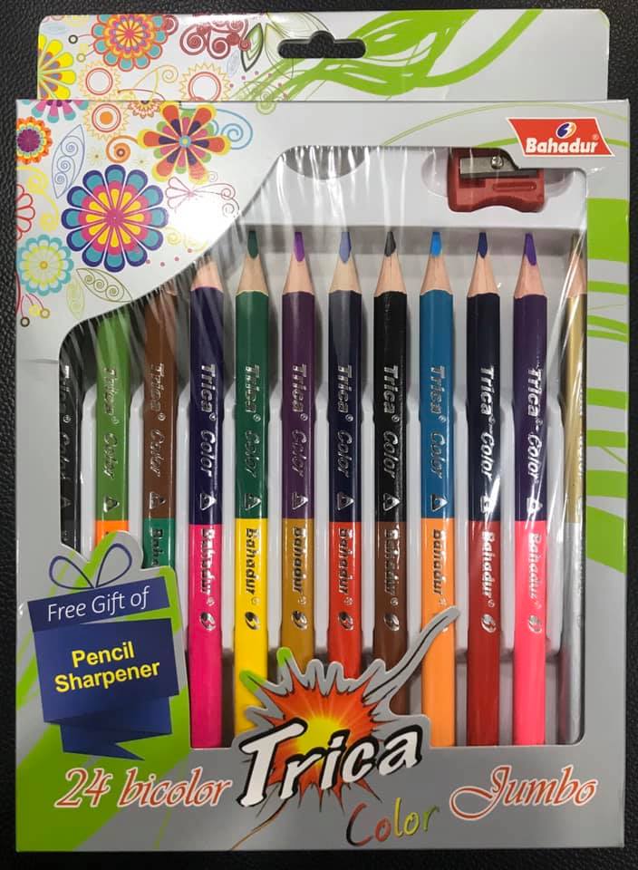Bahadur Trica Jumbo Pack Of 12 Bicolor Pencils