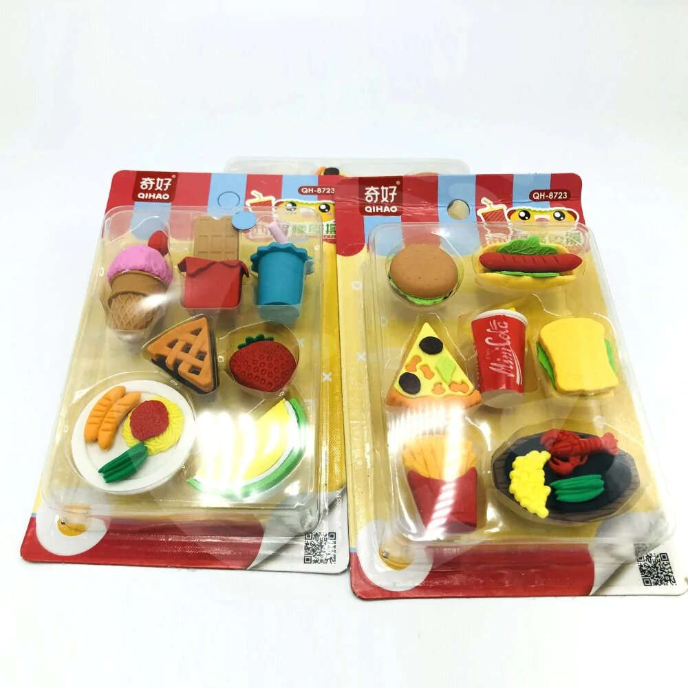 Fancy Fast Food Themed Kids Erasers Pack Of 7 Erasers
