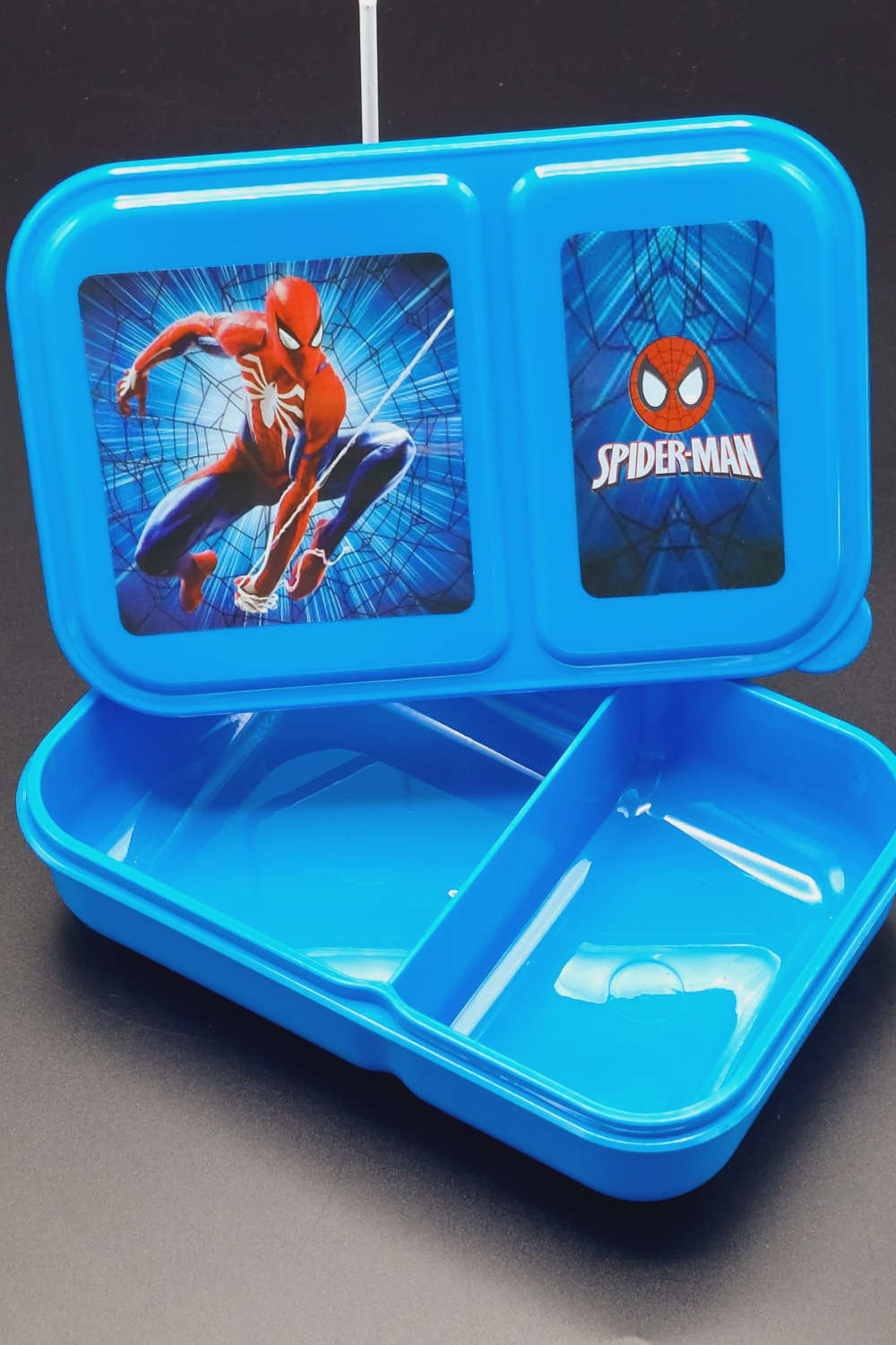 Spiderman Plastic Lunch Box High Quality BPA Free Food Container Two Section Kids Lunch Box