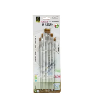 Yipinxuan Paint Brush set Flat shape Transparent handle 6Pcs