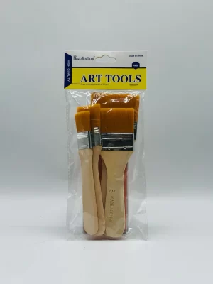 Flat Paint Brush Set – 4-Piece Wooden Handle Brushes for Art & Craft