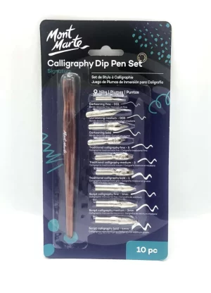 Mont Marte Calligraphy Dip Pen Writing Set – 9 Nibs & Holder