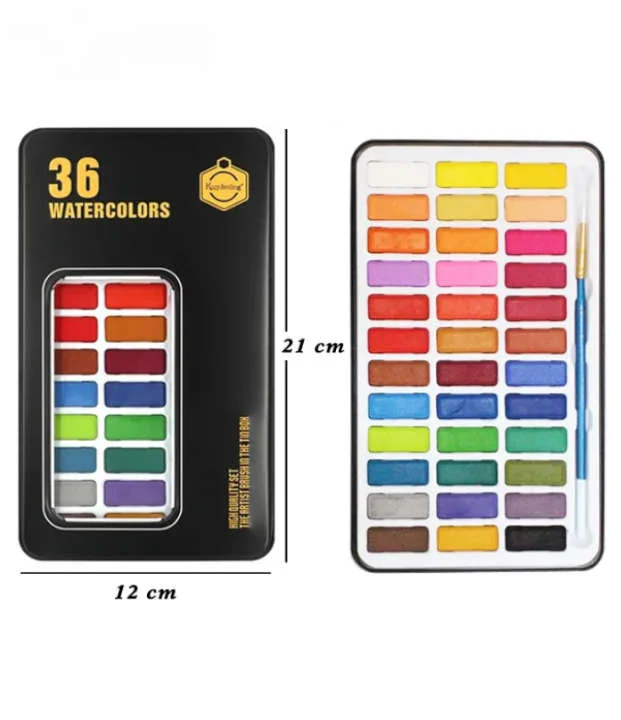 Keep smiling water color 36 colors Metal Tin Set With Brush - Image 2