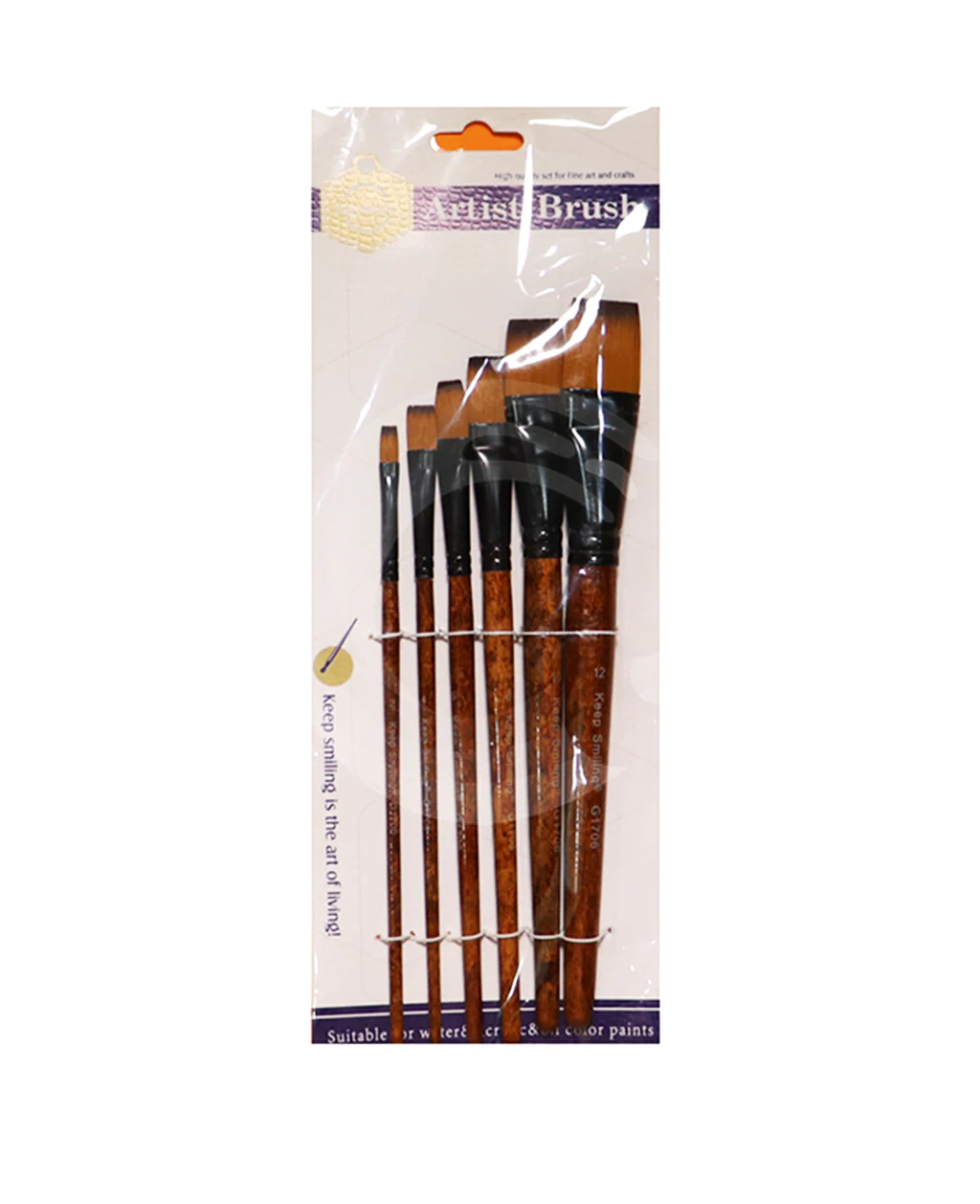Keep Smiling Flat Paint Brush Set – 6 Pcs