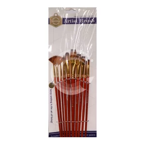 Keep Smiling Paint Brush set Multi shape with Red Handles 10Pcs