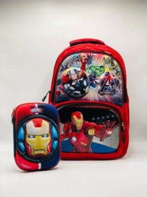 Iron man 2-in-1 School Set – pouch & Bag Combo for Boys