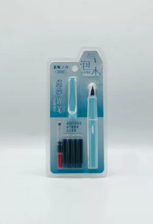 Blue Fountain Pen with Ink Cartridges & Refill Combo