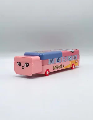 School Bus Steel Geometry Box – With Pen Holders & Number Table