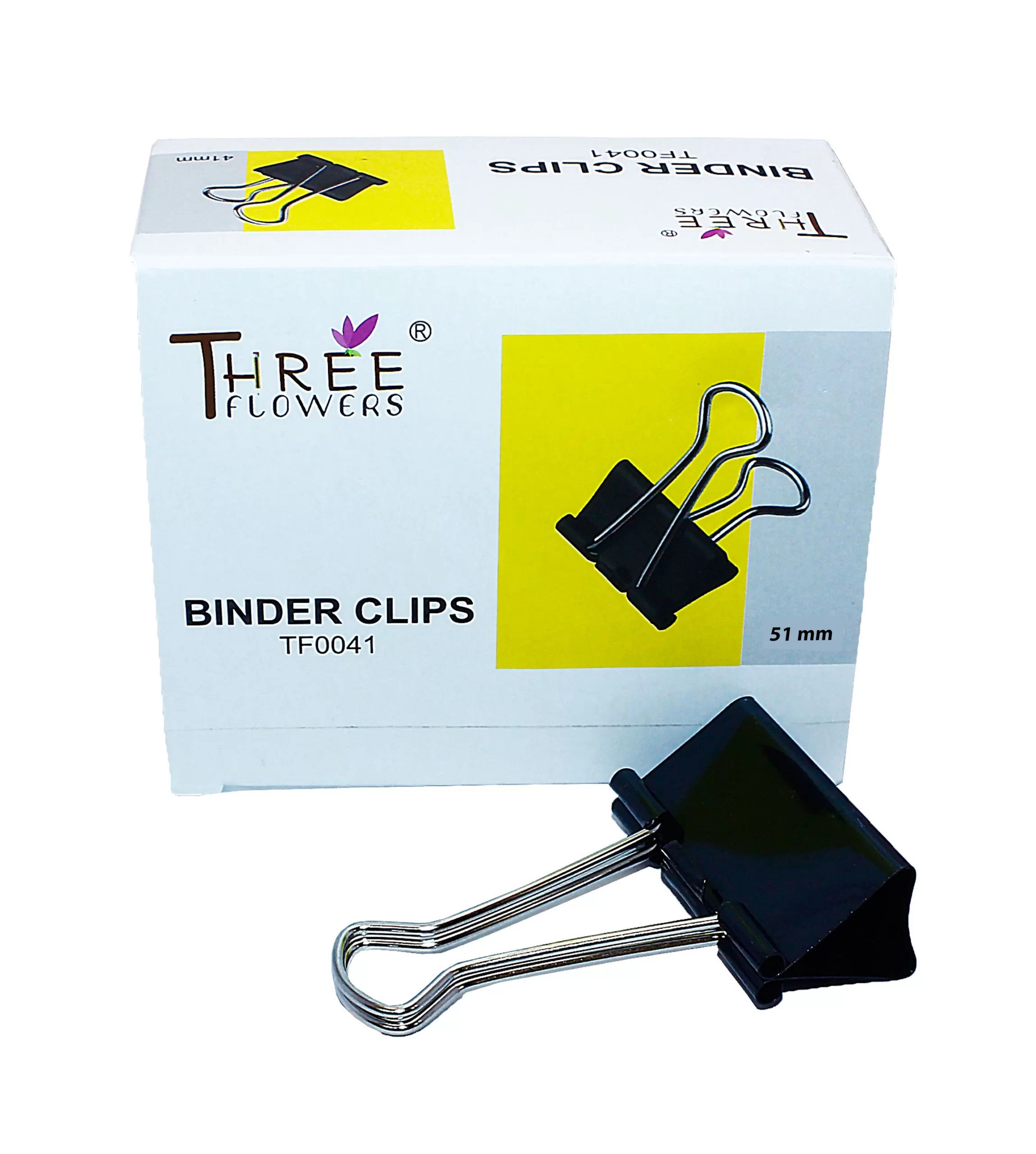 Three Flowers Metal Binder Clips – 51mm (Large Size)