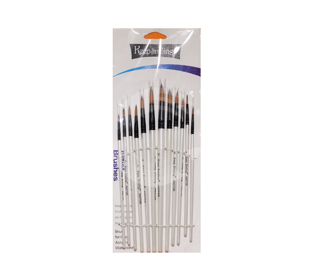 Keep Smiling Paint Brush set Round shape 12Pcs